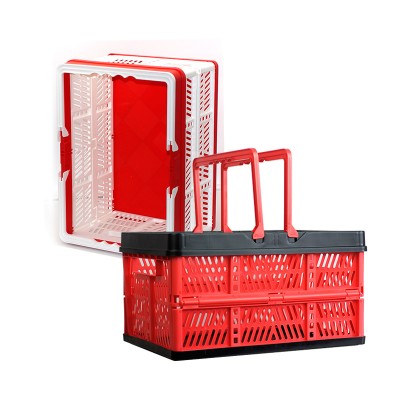 Wholesale Handle Folding Supermarket Collapsible Plastic Shopping Basket