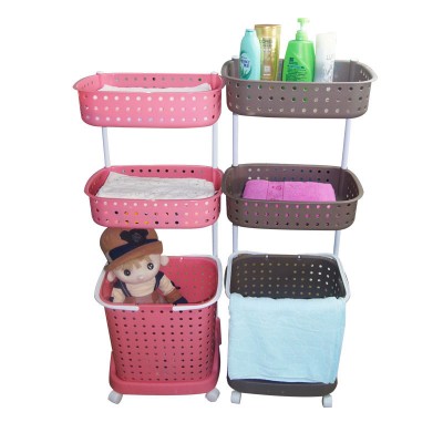 Rolling on Wheels Clothes Bathroom Collapsable Colorful Eco Friendly Box Laundry Plastic Basket